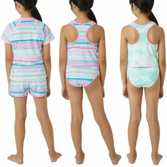 Eddie Bauer girls swim suit. Reversible 4 piece set - Picture 2 of 4